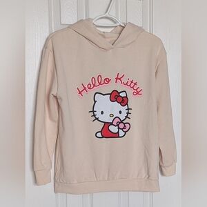 NWOT Hello Kitty Girls Cream Hoodie/Sweatshirt With Front & Left Arm Graphics